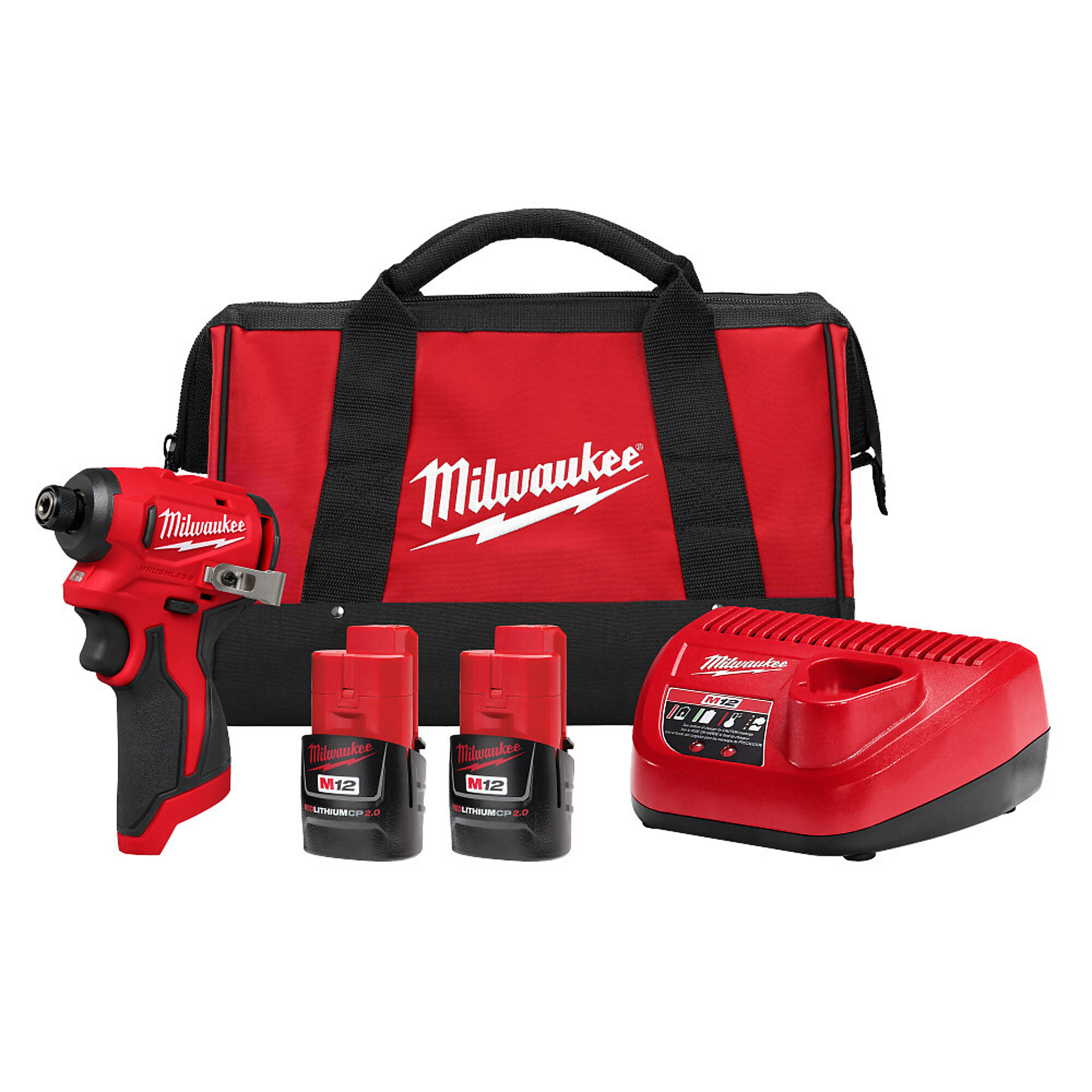 Milwaukee M12™ Subcompact Brushless 1/4" Hex Impact Driver Kit, Model# 3450-22